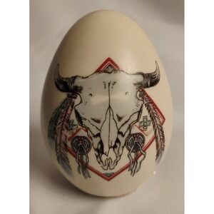 Eggzakly‎ Handcrafted Porcelain Egg Collection Western Bull Head Native American